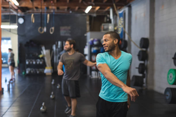 Small group working out in a modern health club